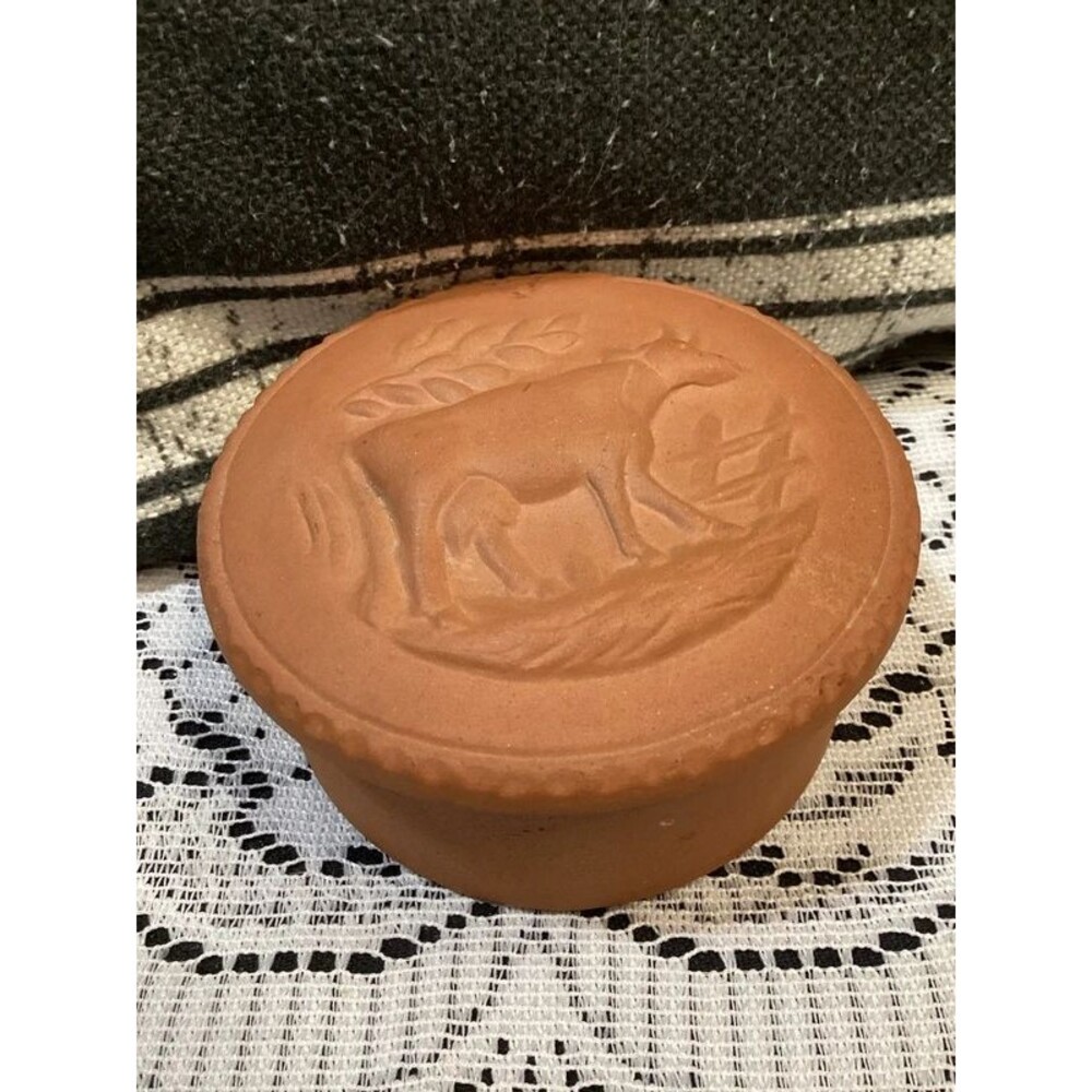 Terra CottaCow Butter Mold or Dish Rosecraddoc Pottery England Stamped